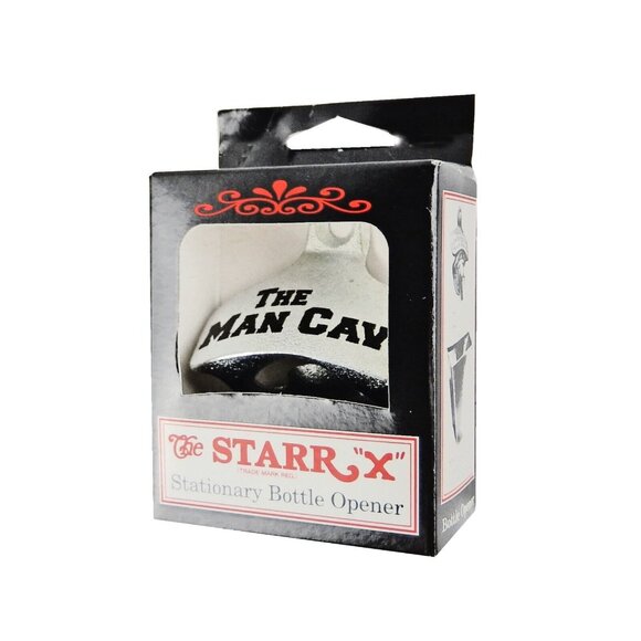 THE MAN CAVE Wall Mounted Beer Soda Bottle Opener Zinc Plated Cast Iron Starr X - Picture 3 of 5
